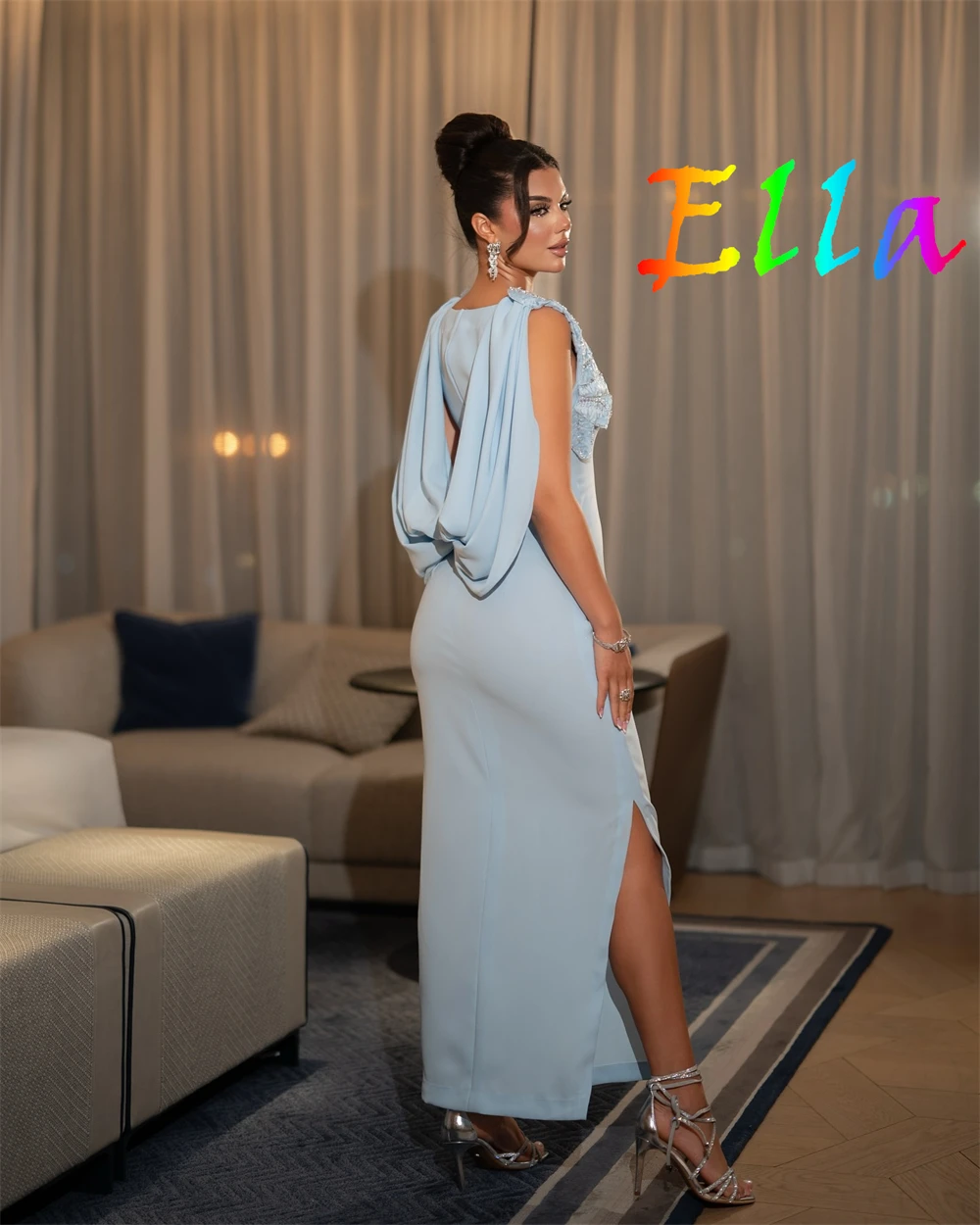 Op maat gemaakte prachtige blauwe jersey avondjurk Sierlijke strapless mouwloze op maat gemaakte gelegenheidsjurken Homecoming-jurk met ritssluiting op de rug