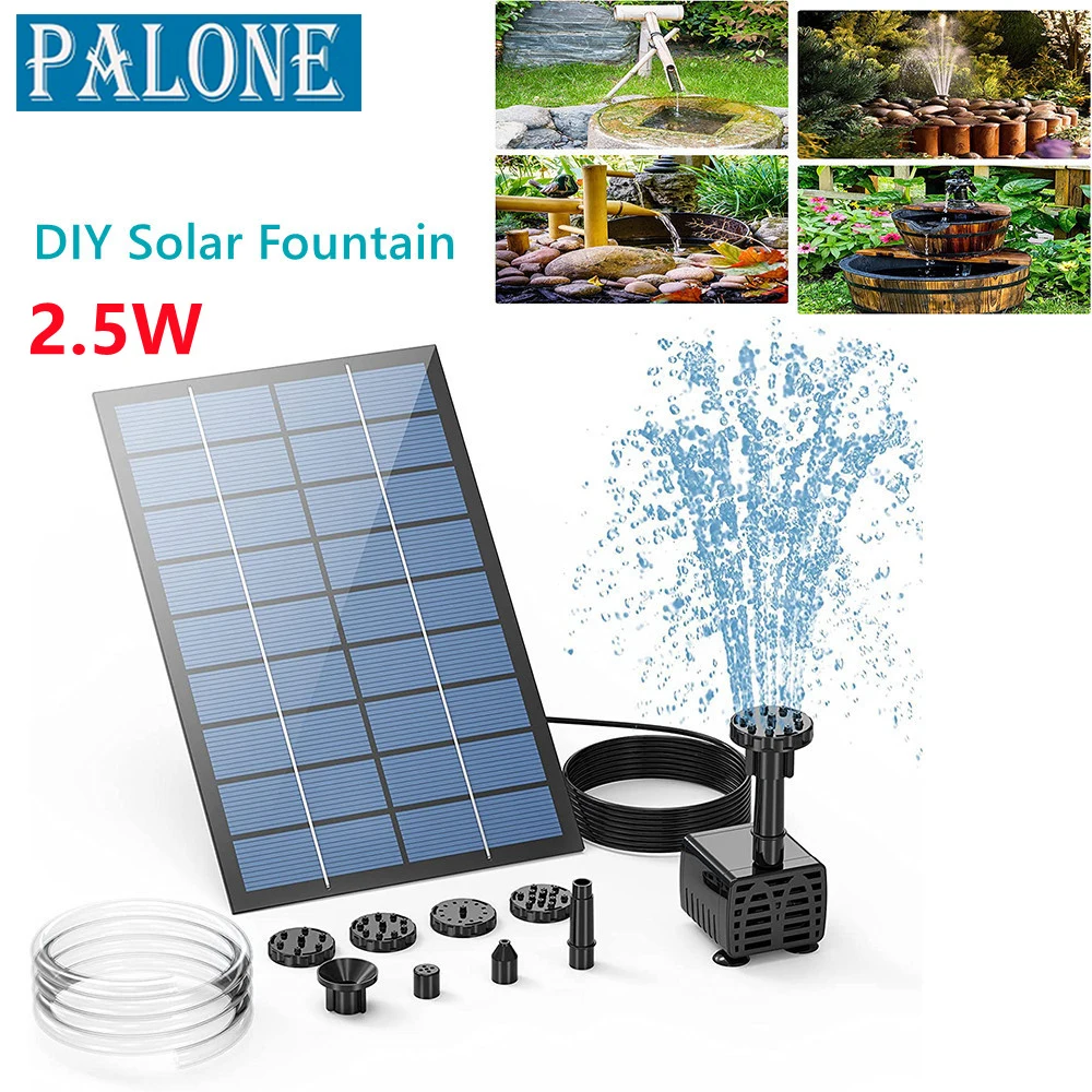 

PALONE 2.5W Solar Fountain Pump,with 6Nozzles and 4ft Water Pipe,Solar Powered Pump for Bird Bath,Pond,Garden and Other Places.