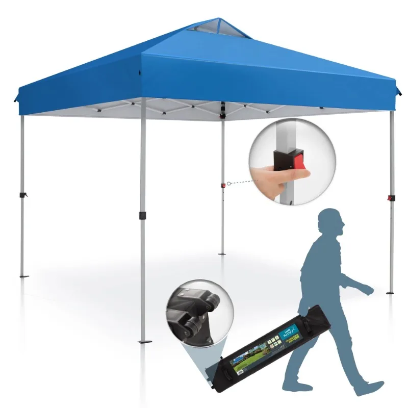 

Summit Living 10 x 10 ft Pop-up Canopy Tent Straight Legs Instant Canopy for Outside with Wheeled Bag - Blue