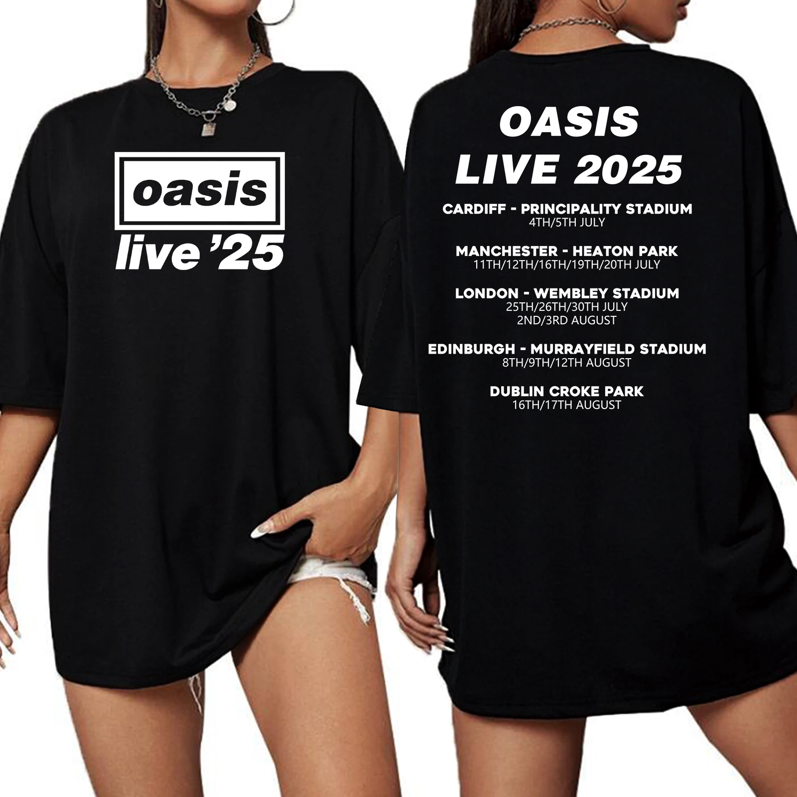 OASIS Live 25 Tour 2025 t-shirt Extra Large o-collo manica corta moda camicie Oversize