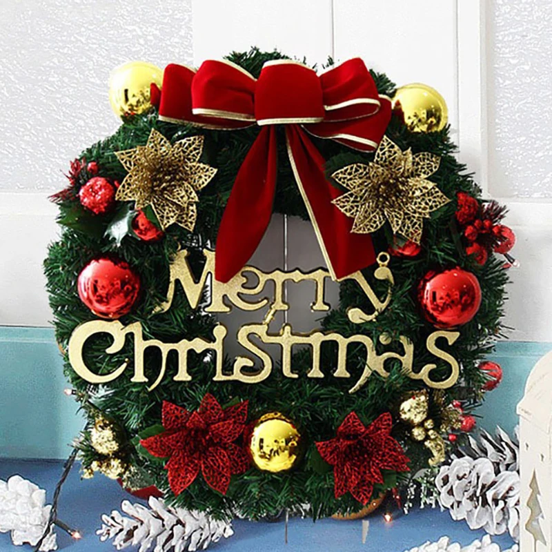 30/40cm Christmas Wreath Xmas Door Garland Hanging Ornaments Merry Christmas Decoration For Home 2025 New Year Navidad Door Pend