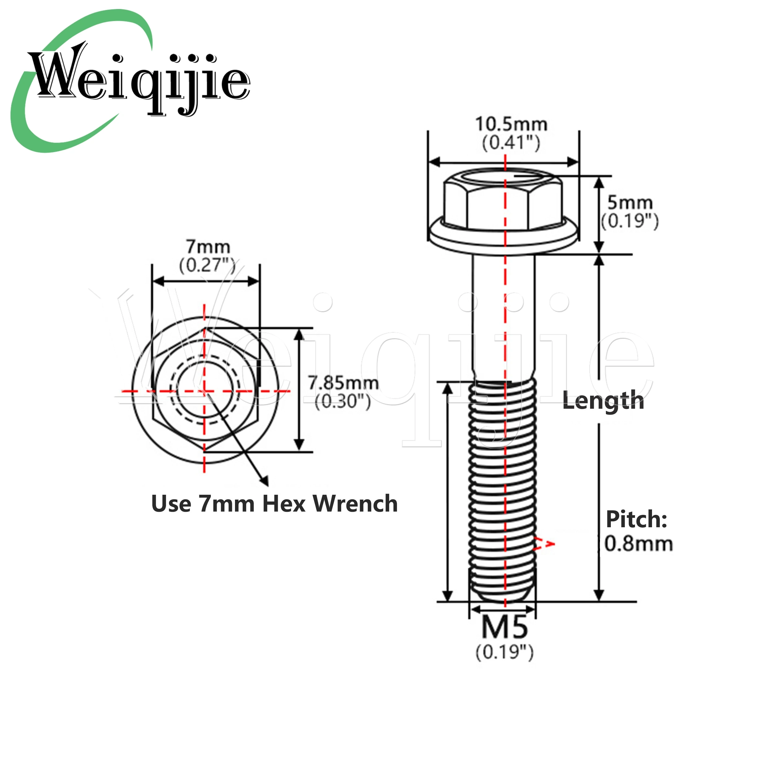 Weiqijie Titanium Alloy M5x10 15 20 25 30mm Small Flange Head Bolt Motorcycle Modification Decorative Bolt