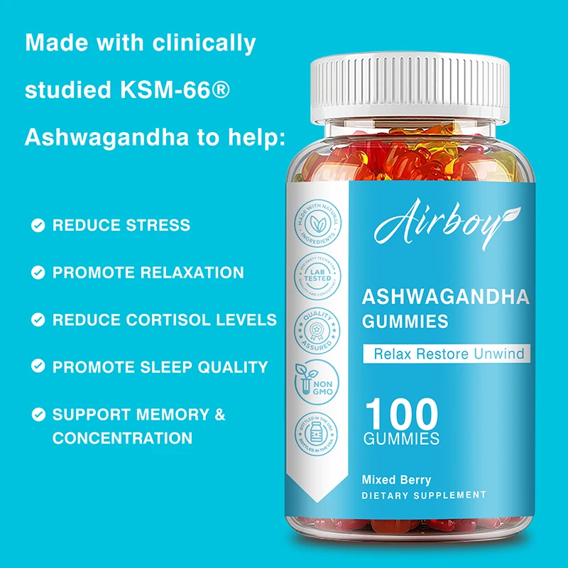 Ashwagandha Gummies - Improve Sleep, Balance Mood, Relieve Stress, Enhance Cognitive Ability, Immune Support