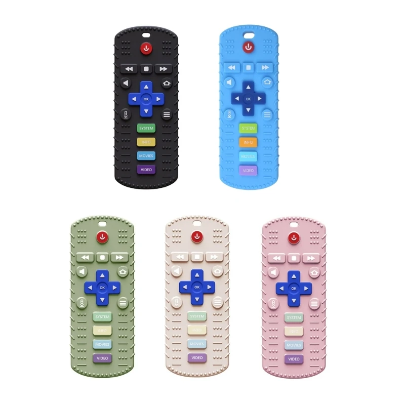 

Upgraded Baby Teether Toys TV Remote Control Shape Silicone Toddlers Teething Toys for Babies 6-12 Months Lightweight