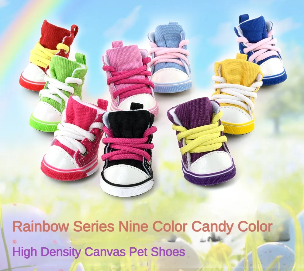 Rainbow Dog Shoes Rainbow Candy Canvas Pet Shoes Dogs Pets Accessories