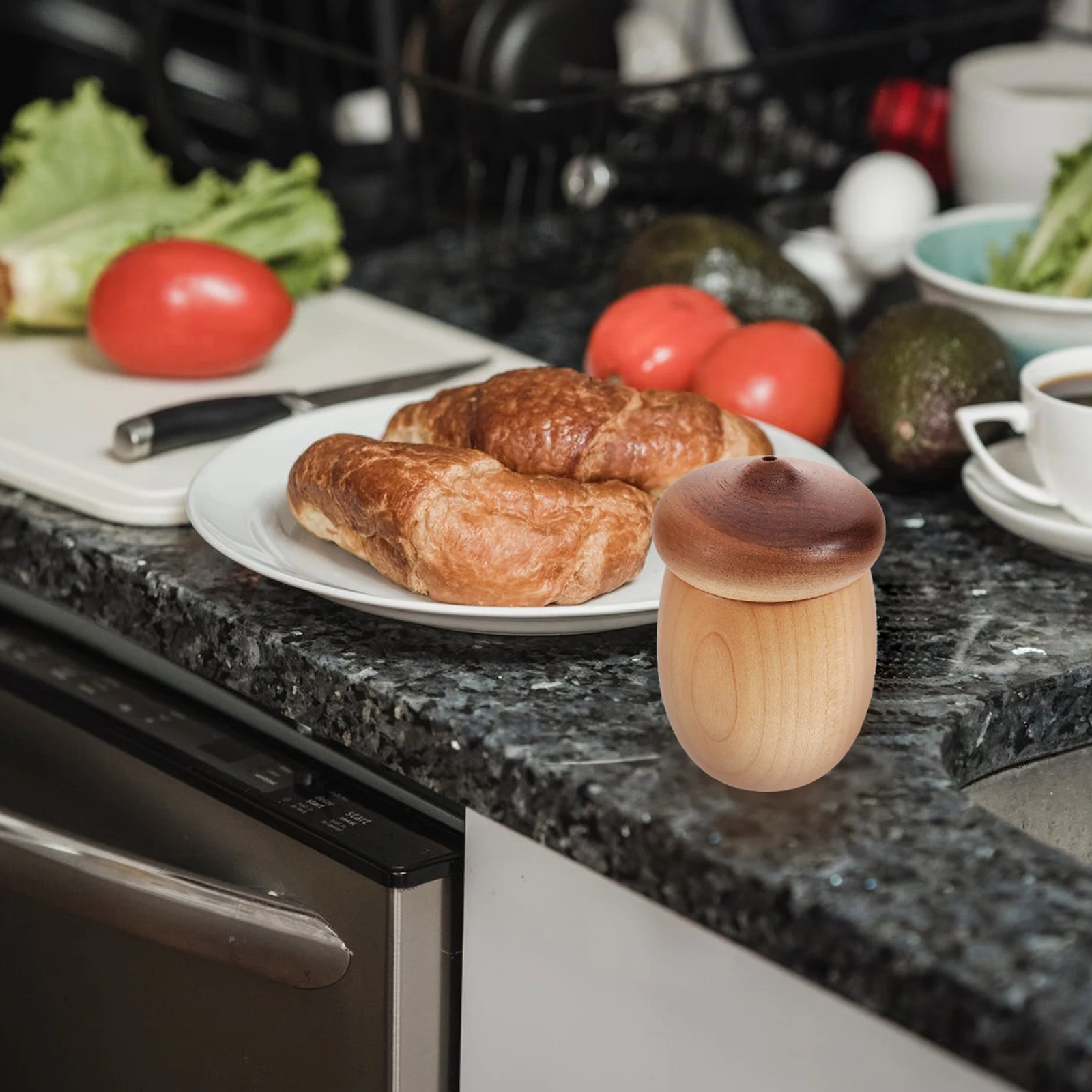 

Acorn shaped Toothpick Holder Black Walnut Wood Dispenser Decor Kitchen Counter Storage ganizer Reusable Easy Clean