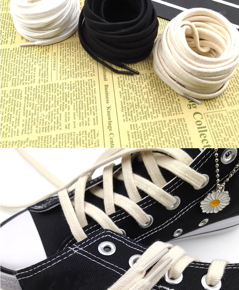 1 Paar klassische Retro-Schnürsenkel, doppelt gewebt, aus Baumwolle, flache Schnürsenkel für Sneaker, Stiefel und Sportschuhe – Detail 11