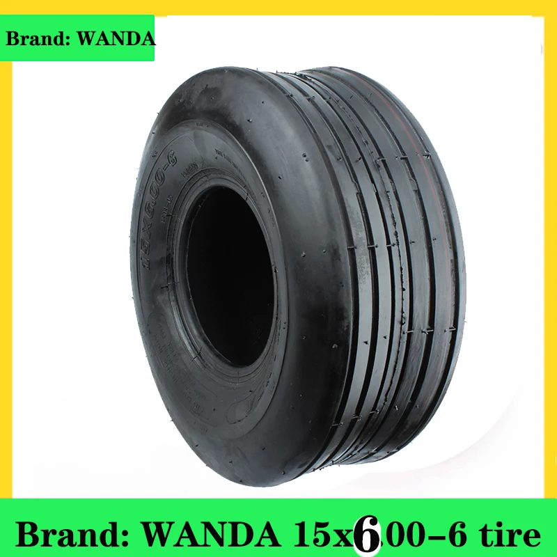 WANDA tire 15X6.00-6 wear-resistant Wear-resistant and non-slip tubeless vacuum tire for Go kart accessories lawn mower ATV