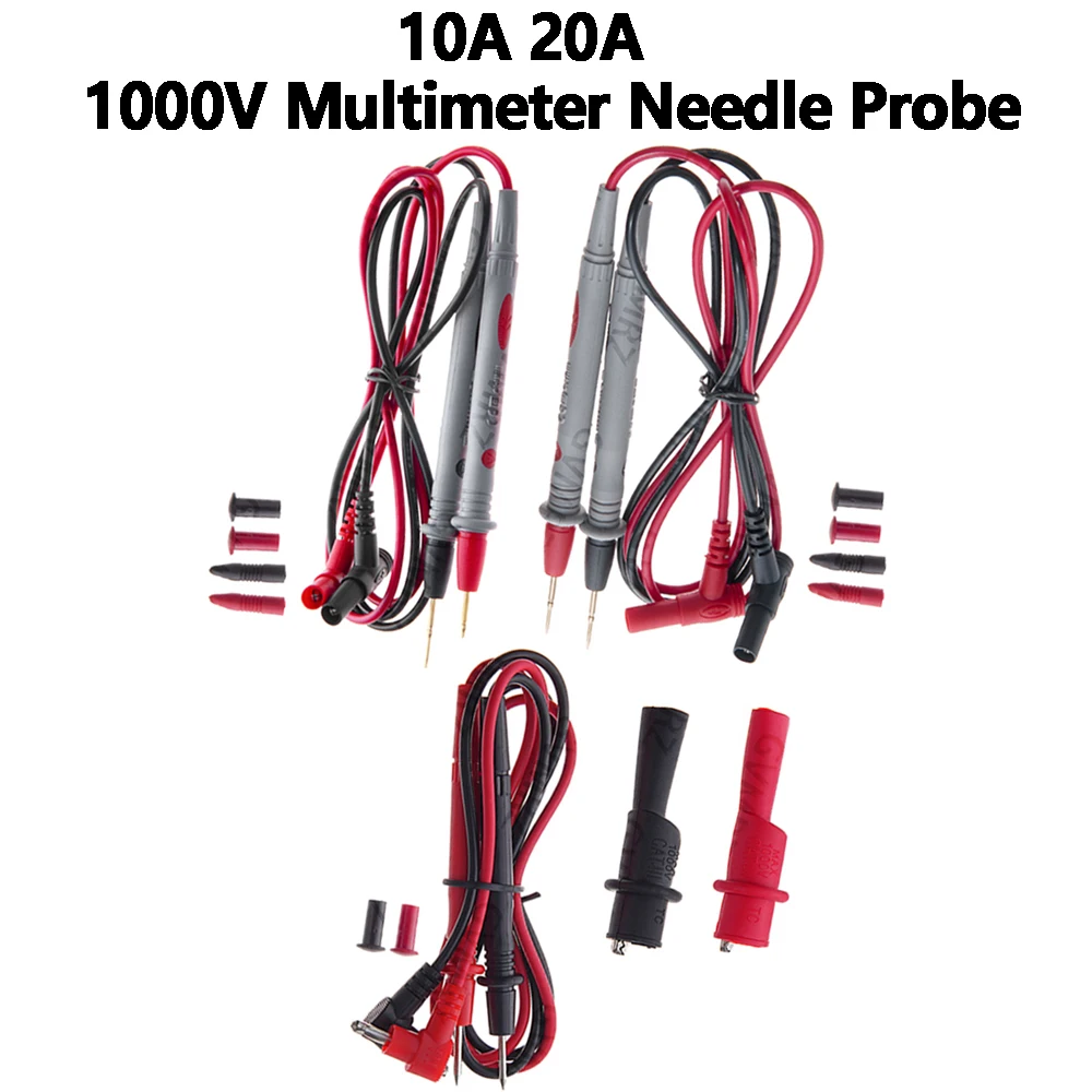 1PCS 10A 20A Black Red 1000V Multimeter Needle Probe Test Leads Pin for Digital Tip Multi Meter Tester Lead Probe Wire Pen Cable
