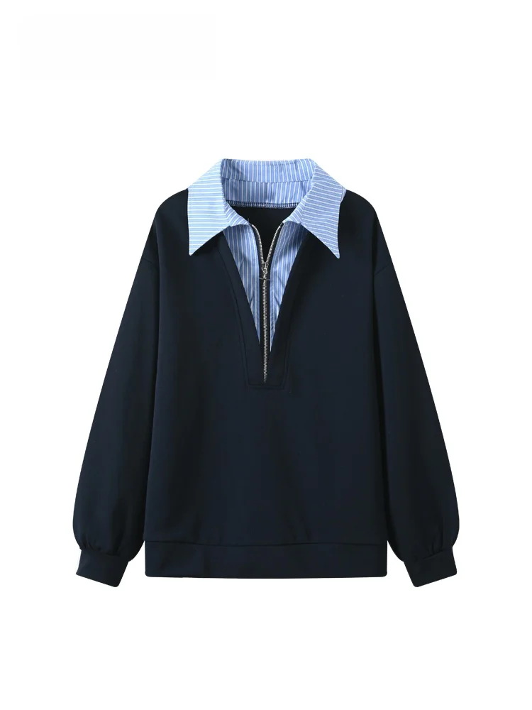 

Свитшот CaraCLUB большого размера с длинными рукавами для женщин, свободный модный топ в студенческом стиле для полных девушек, осенняя одежда