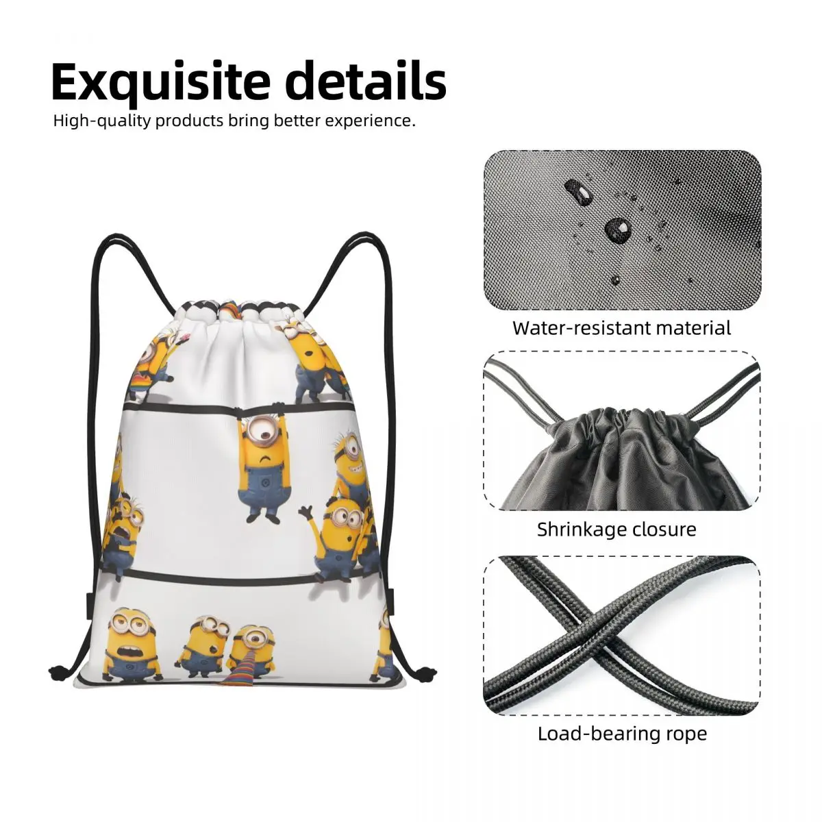 مخصص M- التوابع الرباط أكياس الرجال النساء طوي الرياضة الصالة الرياضية Sackpack لطيف الرسوم المتحركة التدريب تخزين الظهر