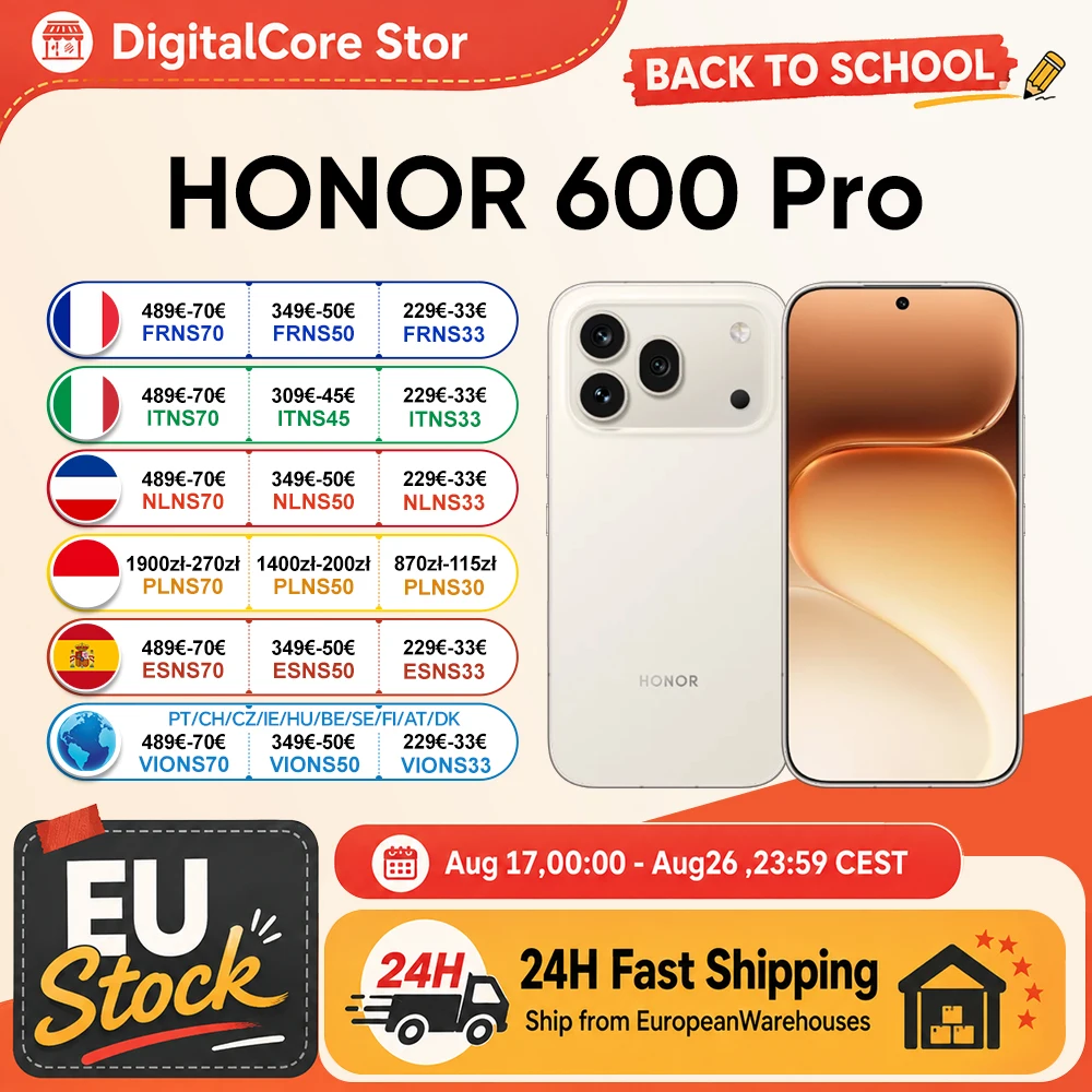 HONOR 600 Pro 5G Smartphone Versione EU Snapdragon 8 Elite Display AMOLED da 6,57” 6400mAh 80W SuperCharge 50W Wireless 12GB+512GB 200MP AI Ultra Night Design Unibody in Metallo eSIM AI Button NFC
