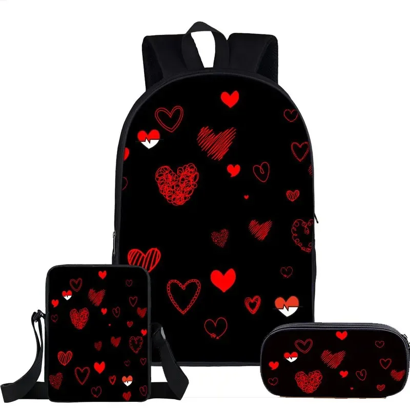 Backpack with 3d printing for school,3 piece set,school backpack with nurse and heart printing,for laptop,backpack with shoulder