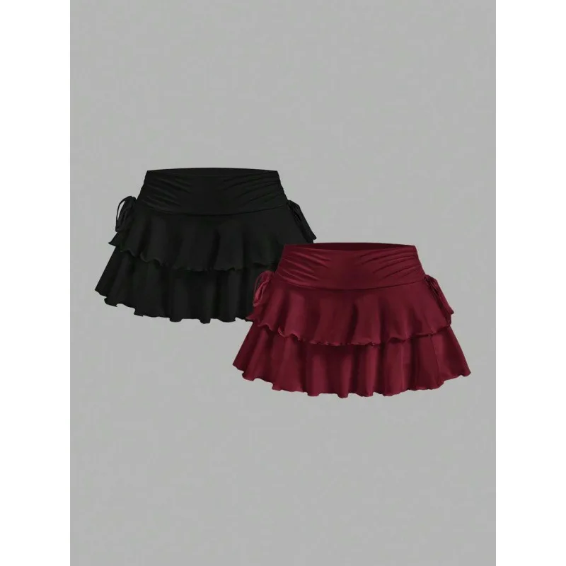 

Women's Casual Simple Pleated Waist A-Line Skirt Set Z 94059 Sle Vintage Ciwalk Nine-Piece Pants Polyester Blend