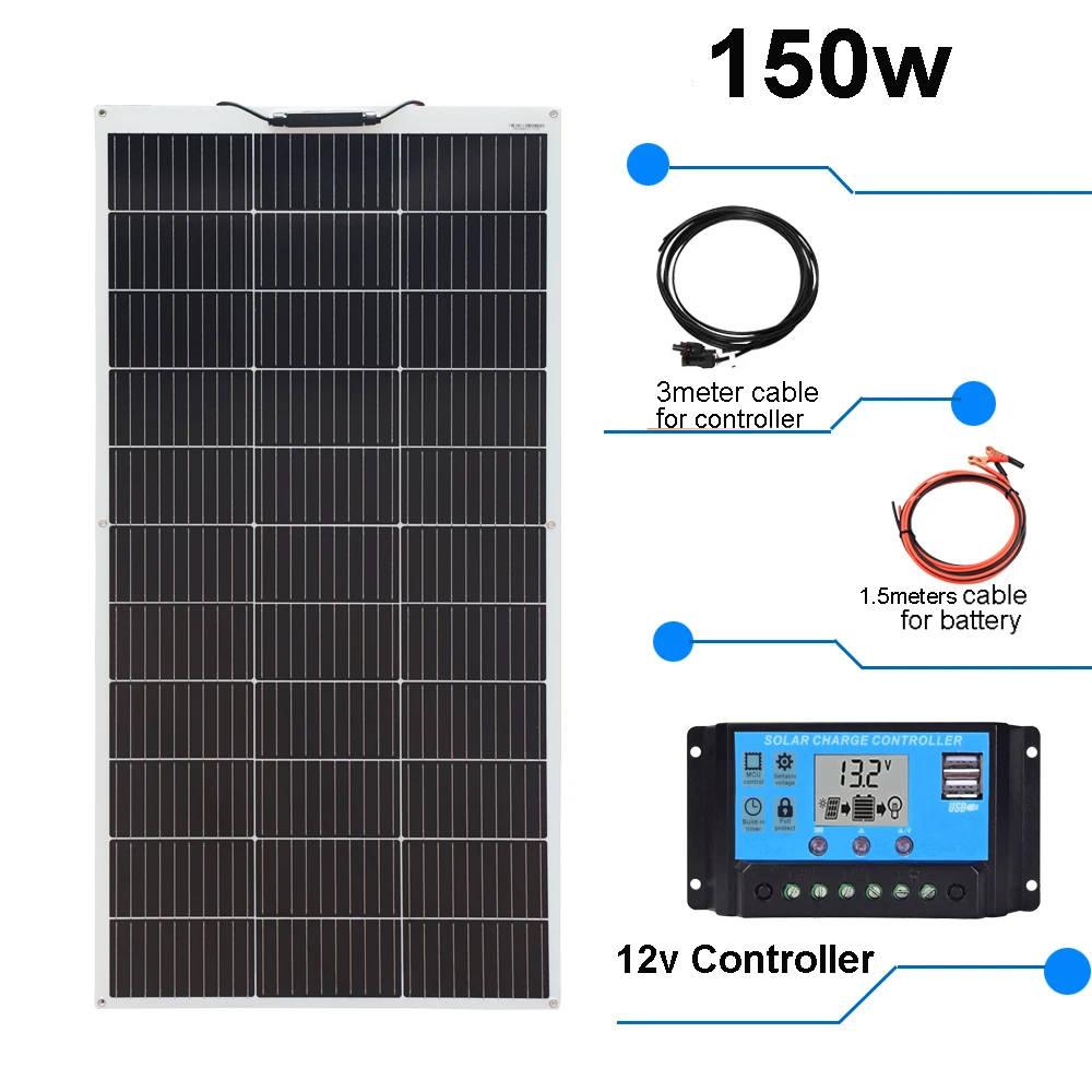 300w 150w flexibele zonnepaneel kit fotovoltaïsche paneel 12v acculader systeem voor thuis camper boot RV balkon EU magazijn DHL verzending