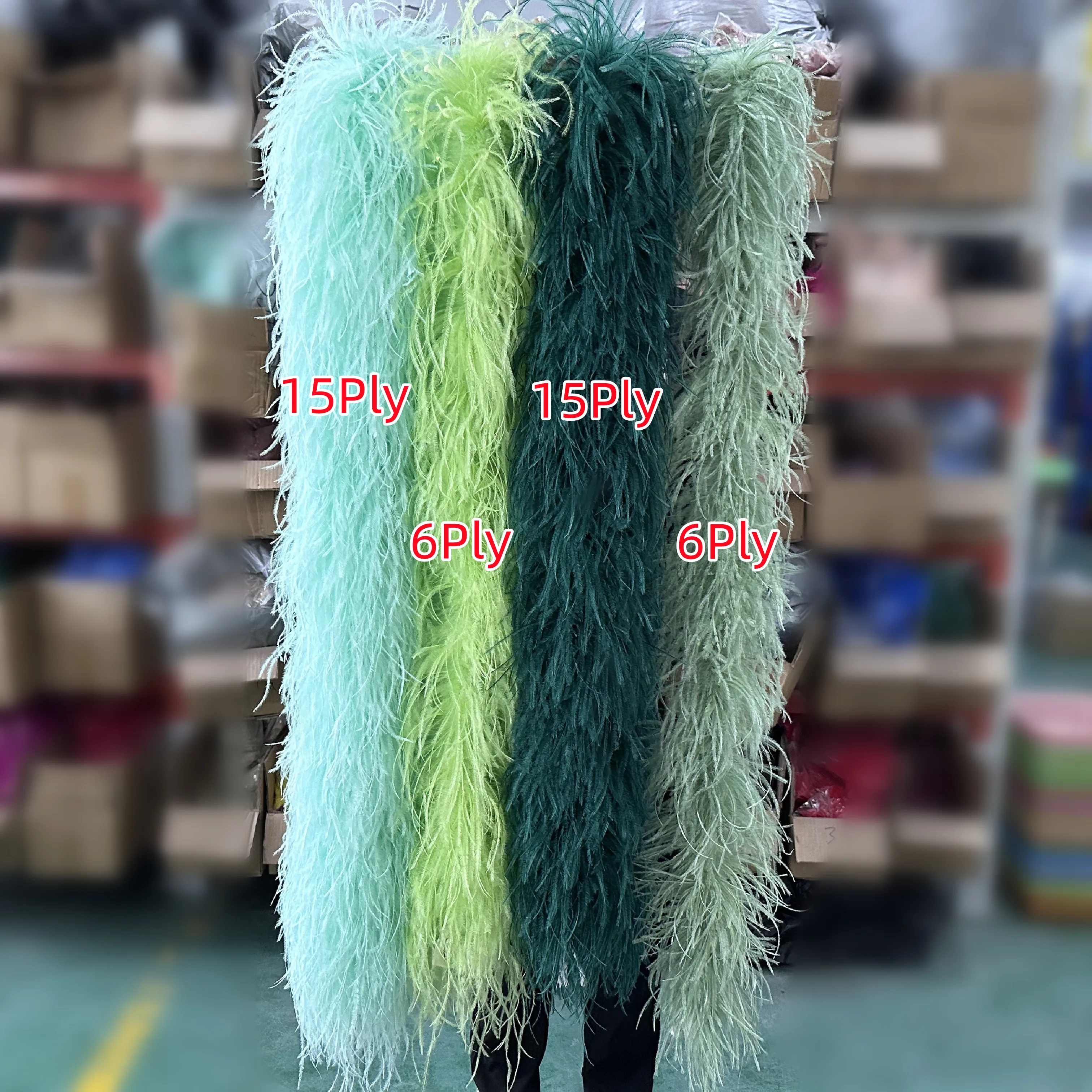 

2M White Ostrich Feathers Boas Tirm 3 6 10 20 30PLY Fluffy Ostrich Feathers Shawl for Party Dress Clothing Wedding Decoration