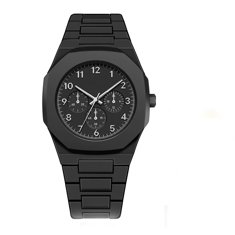 2024 New Fashionable Design with Three Eye Pointer Dial Design Waterproof Plastic Strap Quartz Men's Watch Customized Logo