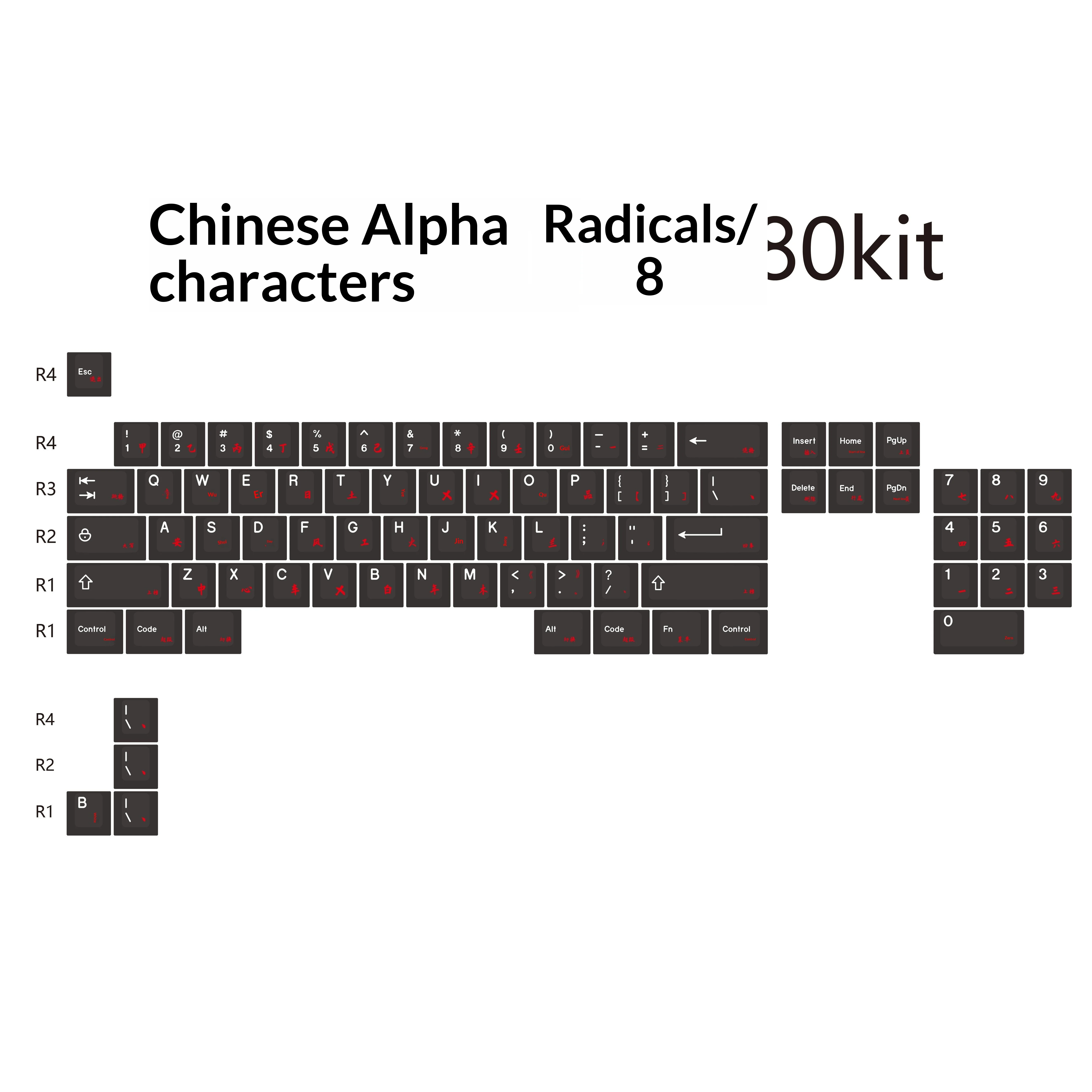 KCPMASTER KM WOB PBT Keycap Set,ALL-SUB Dye Sublimation,Black White Legend OEM Profile,Multi Languages for Mechanical Keyboard