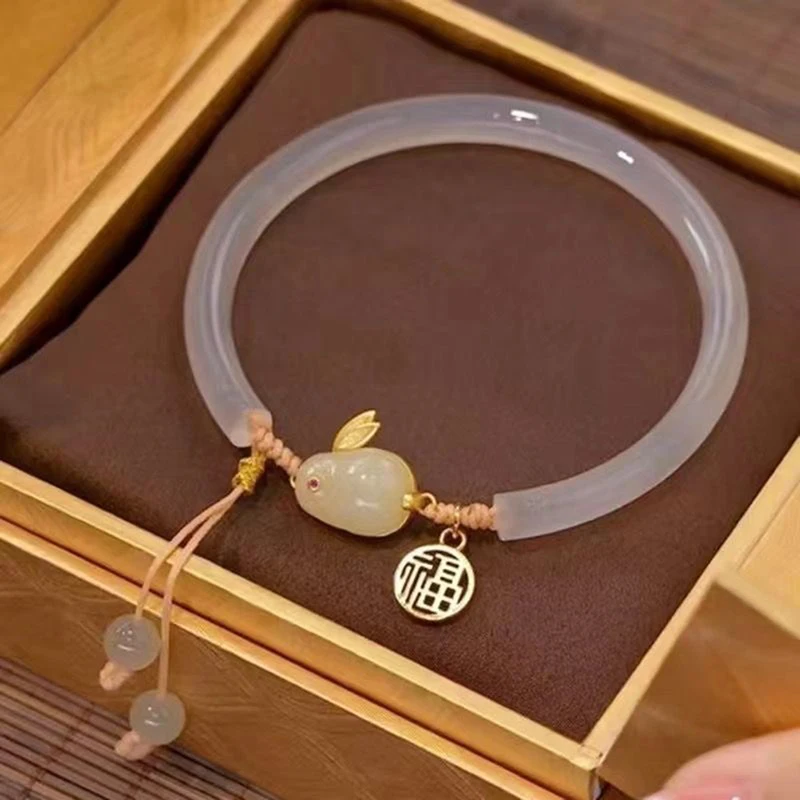 1Pc New Jade Rabbit Bracelet Adjustable Vintage Beads Bracelets Chinese Style Hand Ornaments Jewelry Gifts