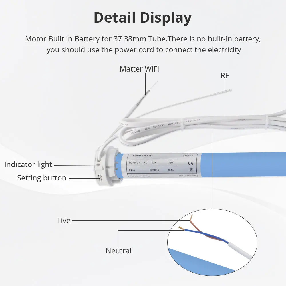 Il motore per tende WiFi Zemismart funziona con Tuya per tubo da 36 37 mm Alexa Google Home Control Motore per otturatore motorizzato per tende a rullo