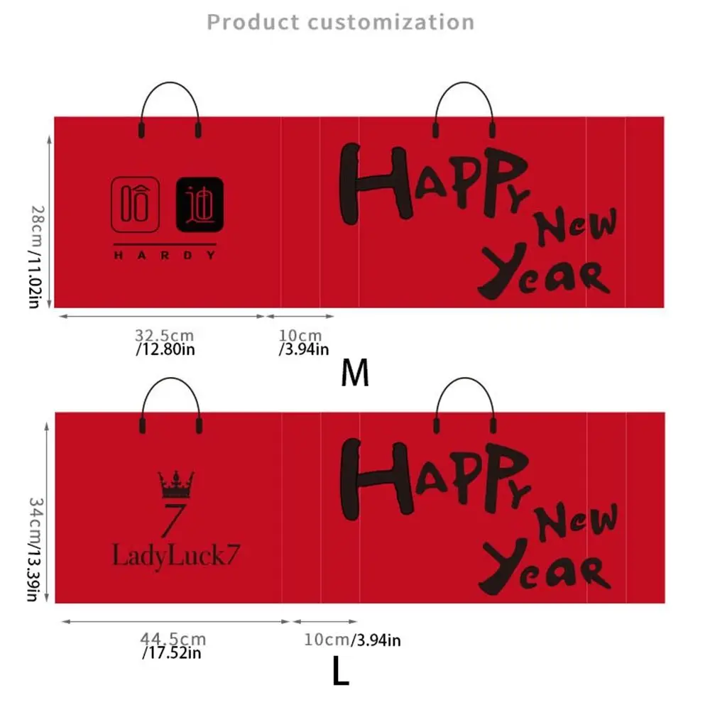 Transparent Bag New Year Red Gift Bag New Year Festive Packaging Bag Transparent Shopping Bag Eco Shopping Bag Letter Men