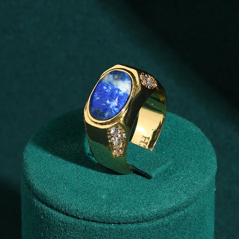 

Antique Gold Plated Blue Stone Rings Vintage Retro Lapis Lazuli Luxury Quality Jewelry For Women 2026 Bridesmaid Accessories