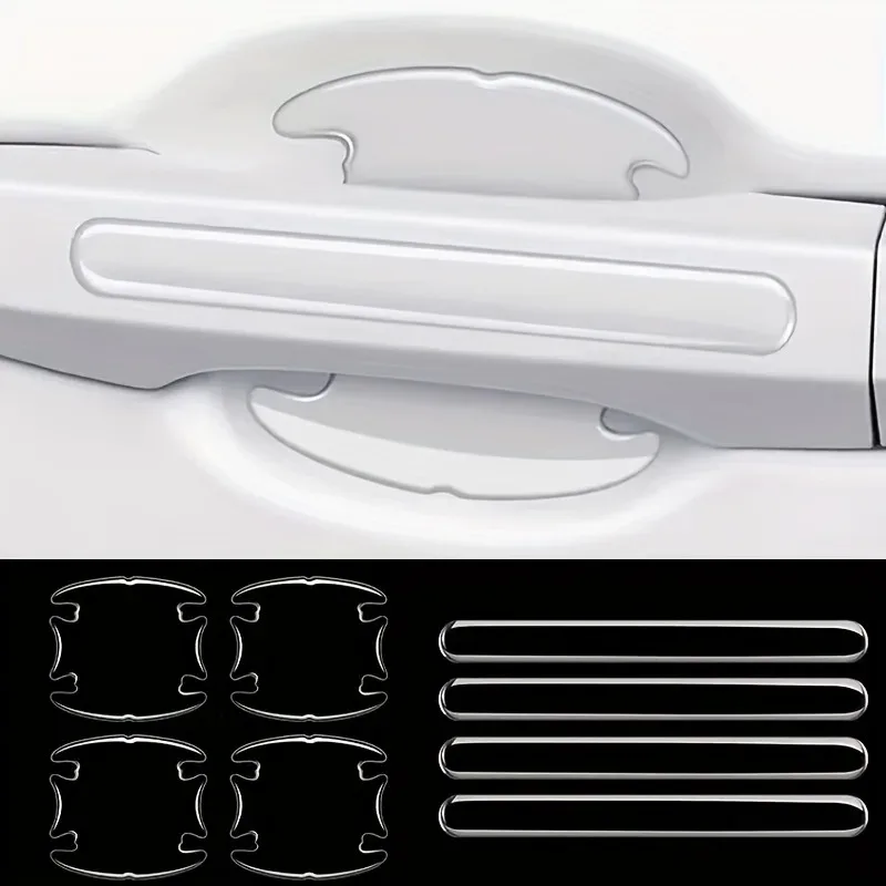 

8Pcs Universal Transparent Car Door Bowl Handle Protector Stickers Anti-scratch Film For BMW AUDI KIA Chevrolet Mercedes Benz