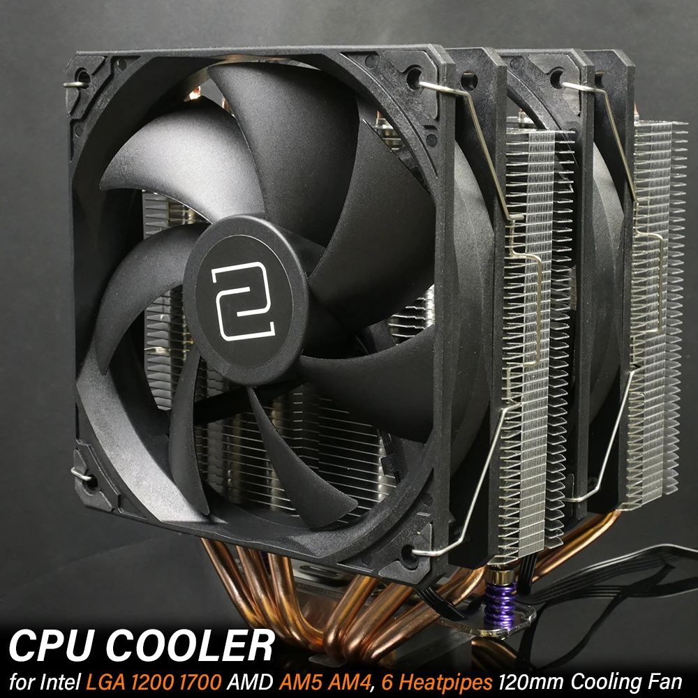 

SOONCOOL 6 Heatpipes Air Cooler Radiator PWM 210W for Intel LGA 1200 1700 AMD AM5 AM4 6 Heat Pipe Cooling 120MM Fan