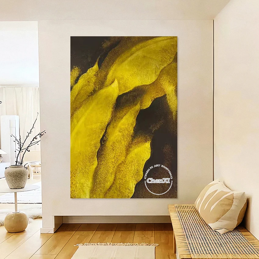 عمل فني للمكتب من القماش، تصميم فني للمناظر الطبيعية التجريدية للنباتات، صورة جدارية مصنوعة يدويًا، بدون إطار، لوحات الانطباعات الفنية