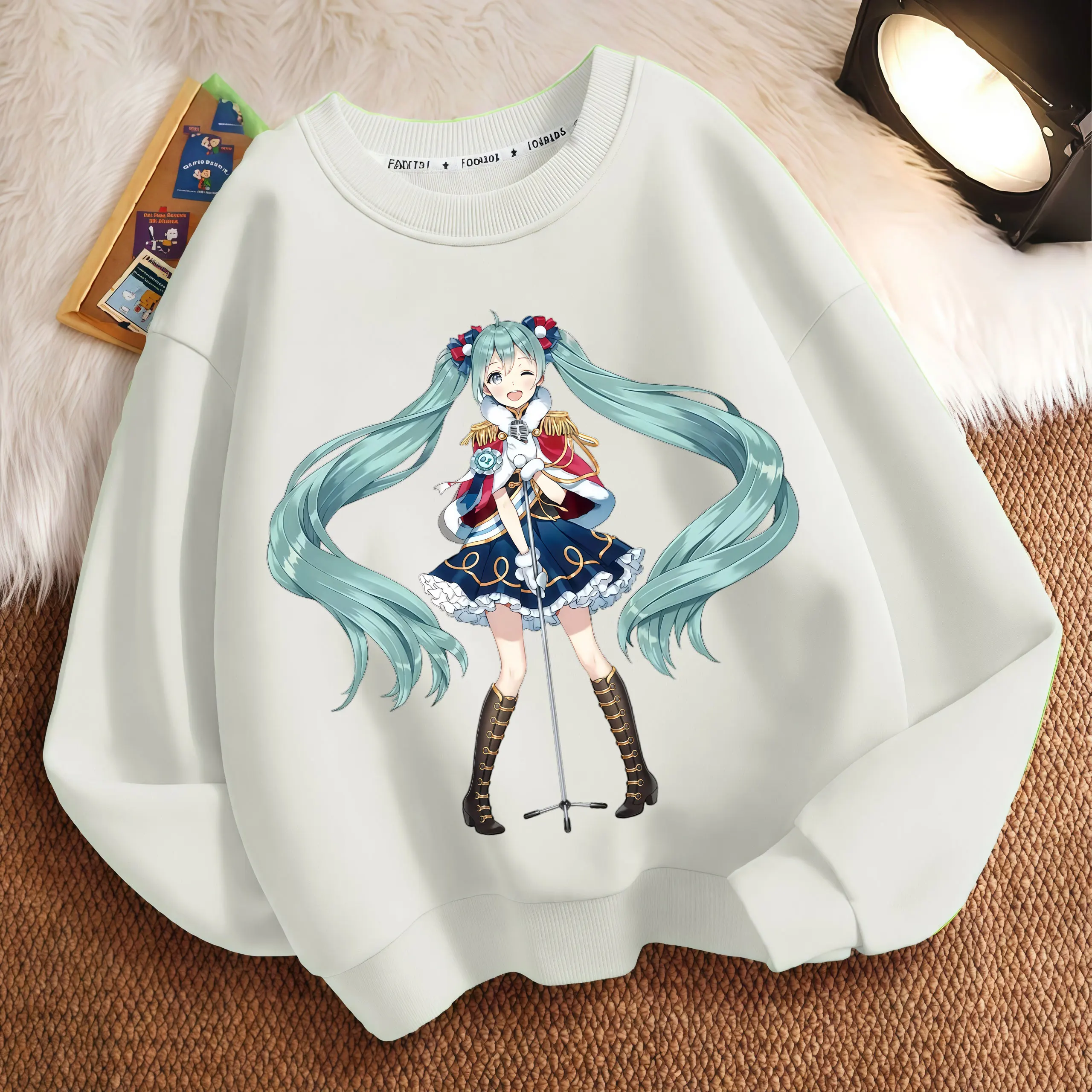 厚みのあるカジュアル長袖ラウンドネックスウェットジャケット子供用春秋冬新スタイル未来ボーカロイドアニメ漫画