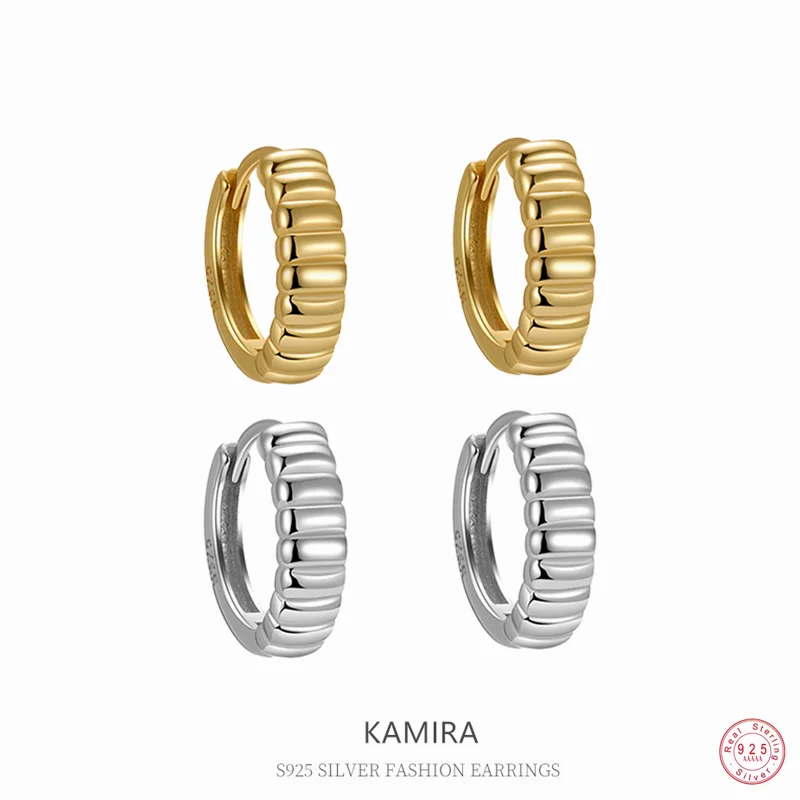 

KAMIRA Real 925 Sterling Silver Piercing Hoop Earrings for Women Luxury Hug Earrings Party Banquet Delicate Jewelry Fashion New