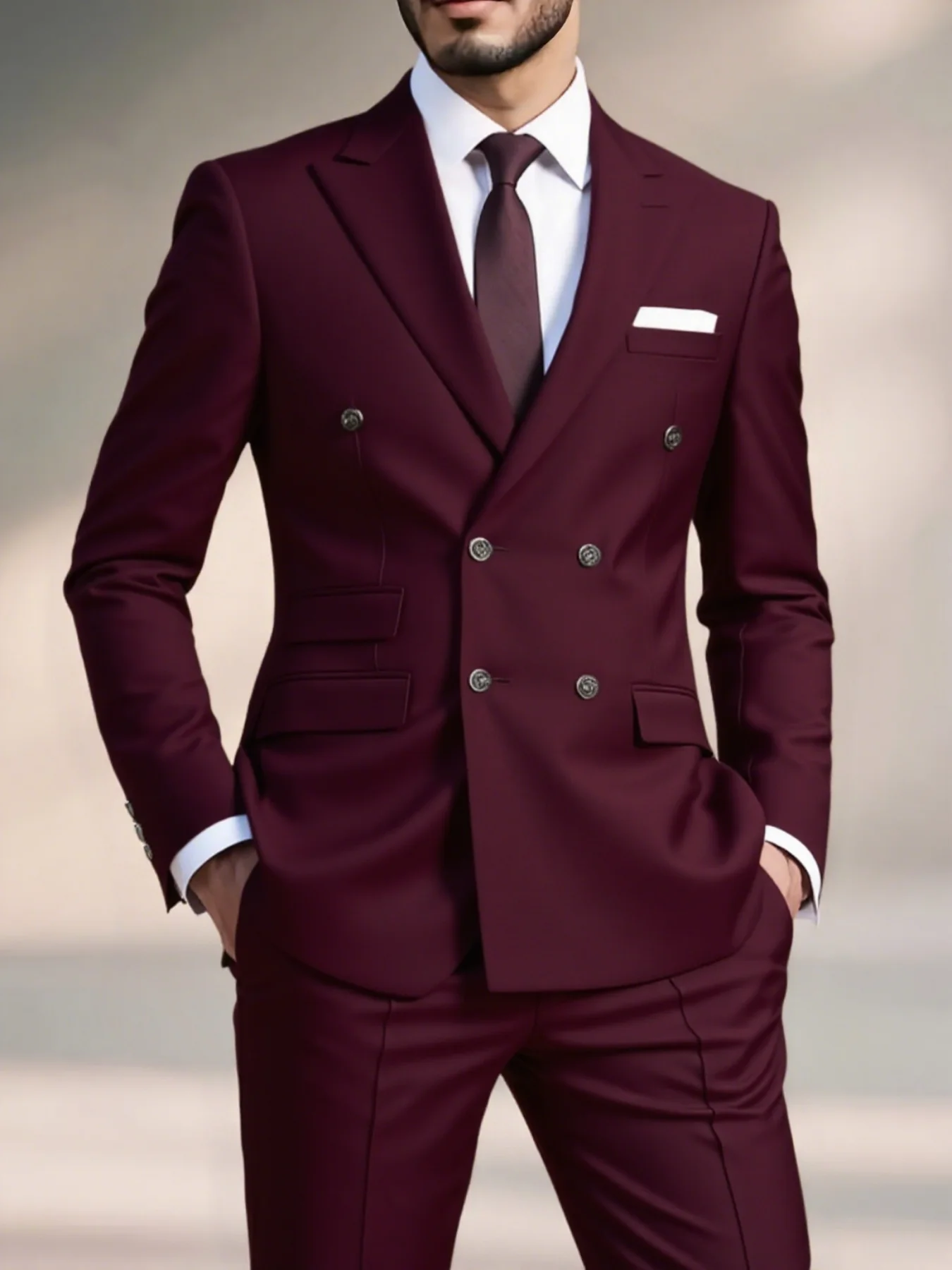 

[MEN SUIT]2pcs Formal Suit for Men - Slim-Fit Wedding Business Attire