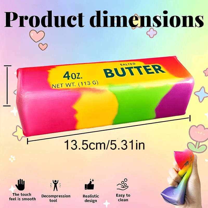Rainbow Butter Squeeze Toy Slow Rising Squishy Soft Stress Relief Desk Fidget Toy Gift - view 3