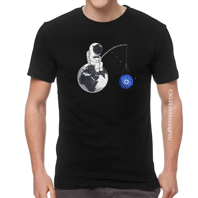 

Футболка мужская с принтом криптовалюты Talk, хлопковая оверсайз футболка с рисунком Кардано-Луны, топ с графическим принтом ADA, космонавт