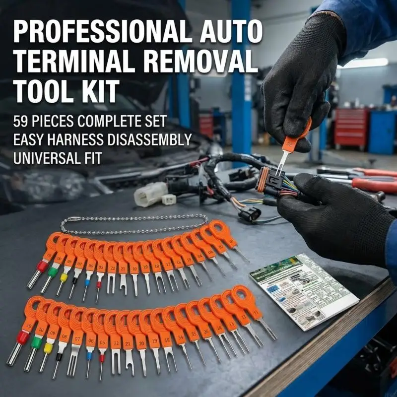 

59Pcs Automotive Terminal Pin Removal Tool Set For Automotive And Motorcycle Wire Harness Repair Depinning Tool H9EE