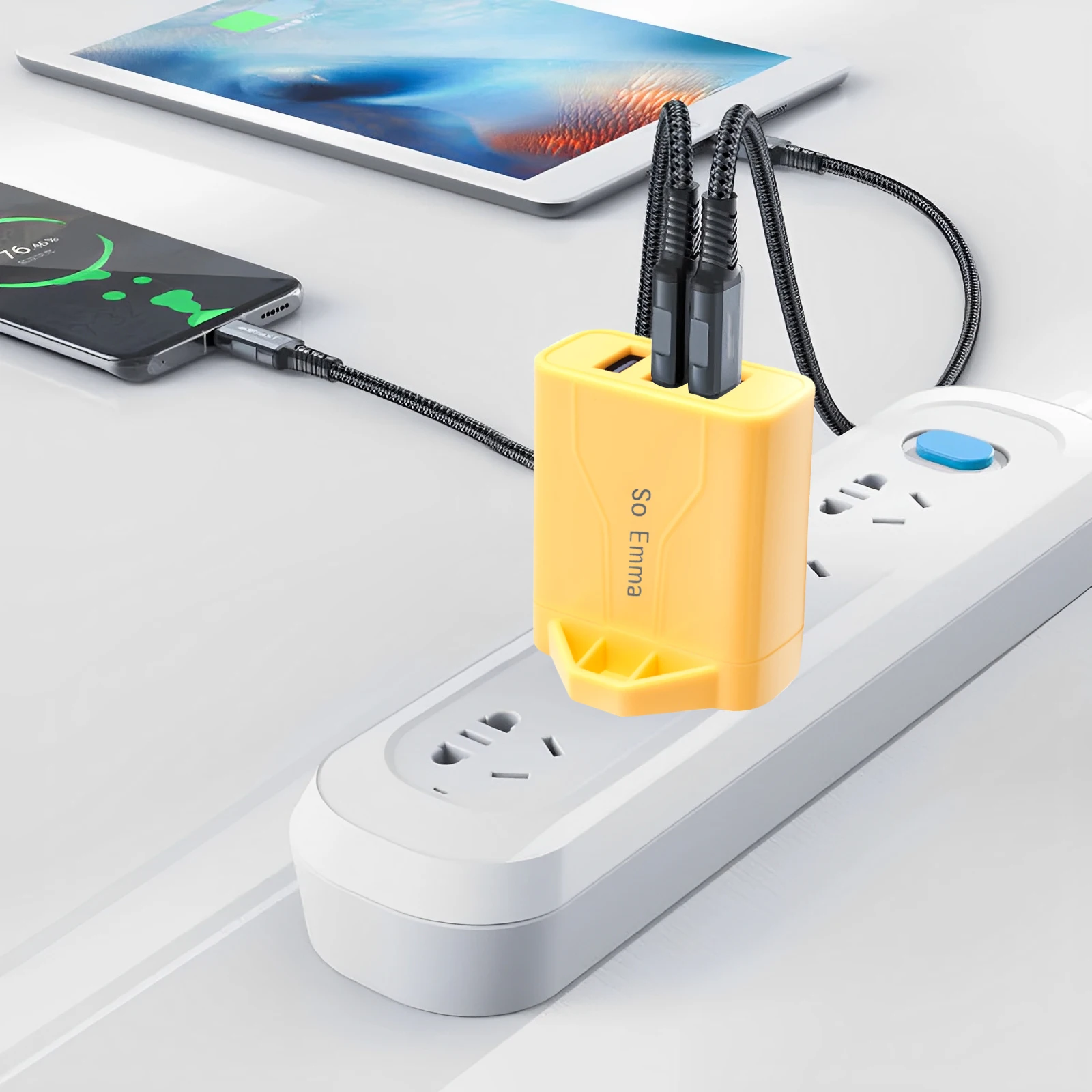 شاحن حائط USB ذو 3 منافذ، محول طاقة USB متعدد لهواتف iPhone وAndroid والهواتف المحمولة والكاميرات وMP3 وما إلى ذلك في المملكة المتحدة