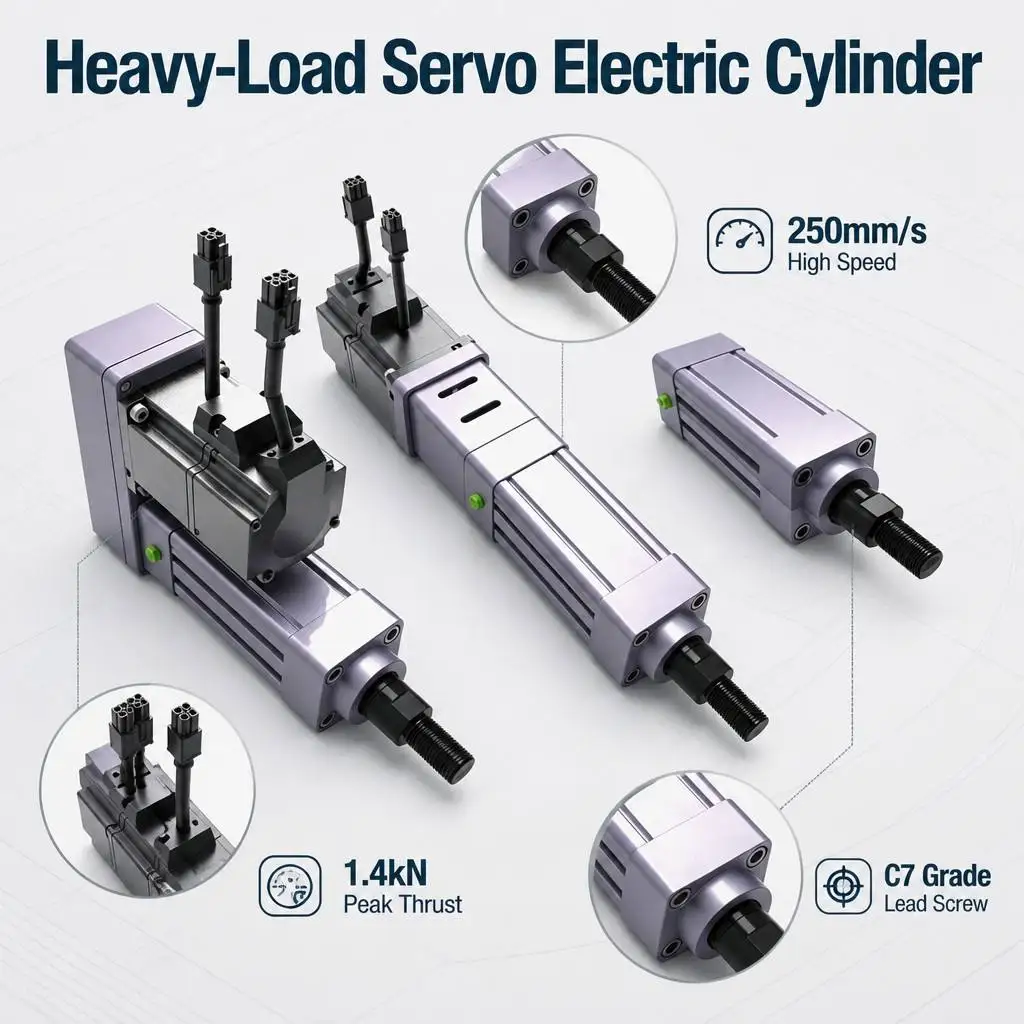 PrimoPal Servo Electric Cylinder 300mm 400mm 600mm Stroke 1400N 250mm/s Adjustable Linear Actuator for Semiconductor