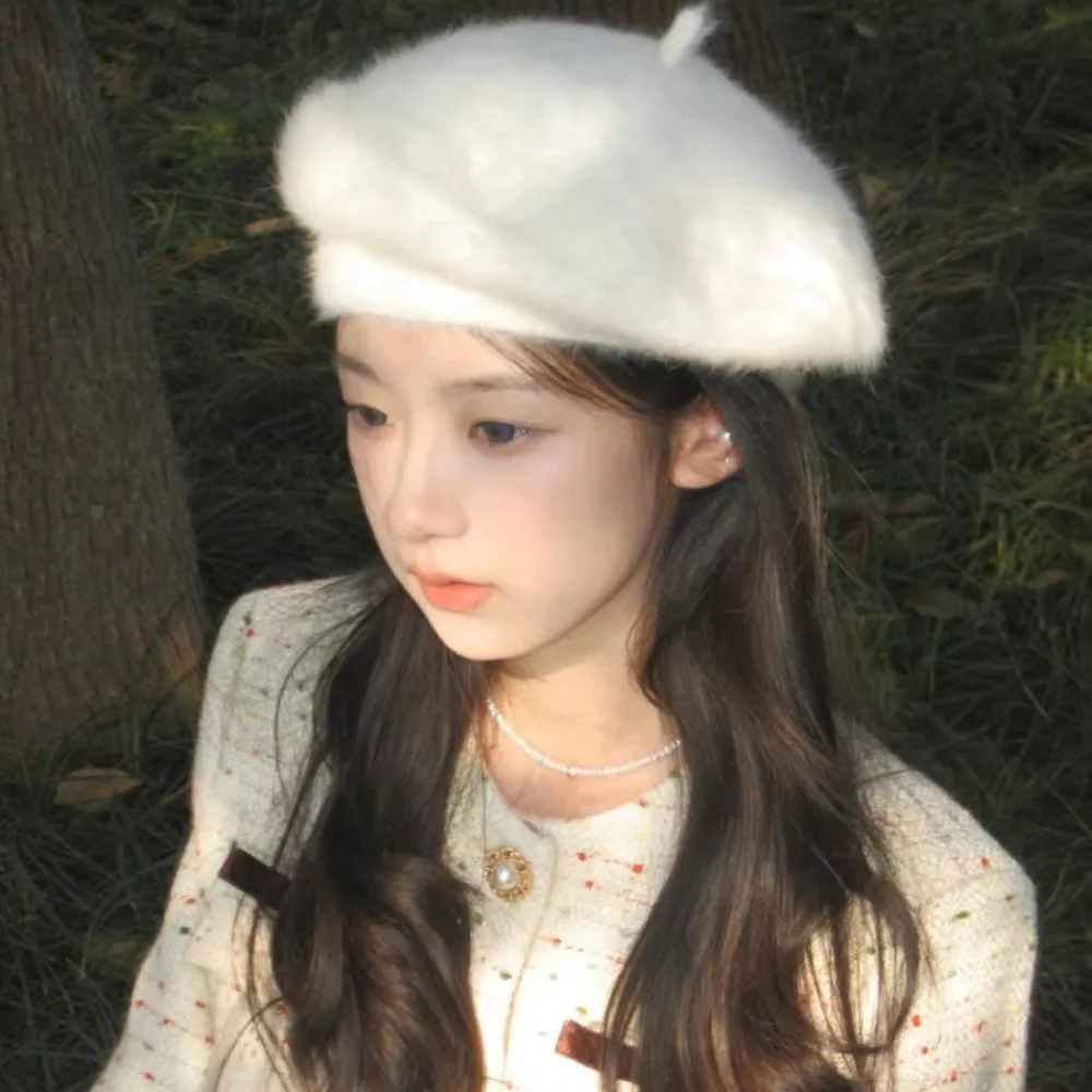 Flat Hats Thicken Beret Hat Warmer Retro Autumn Winter Cap Panama Hat Solid Color Warm Beanie Hat Party