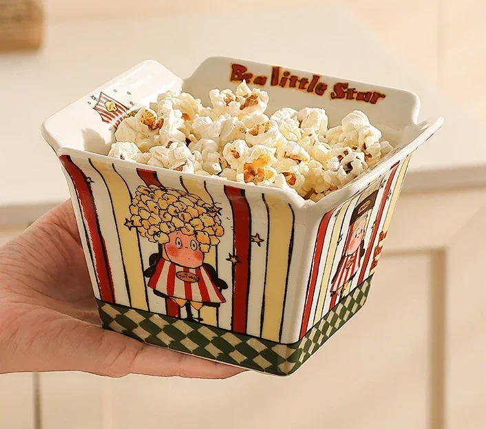 

Popcorn , Ceramic Cute Fruit, High-value Internet Celebrity Instant Noodle, French Fries Children's Snack Bowl