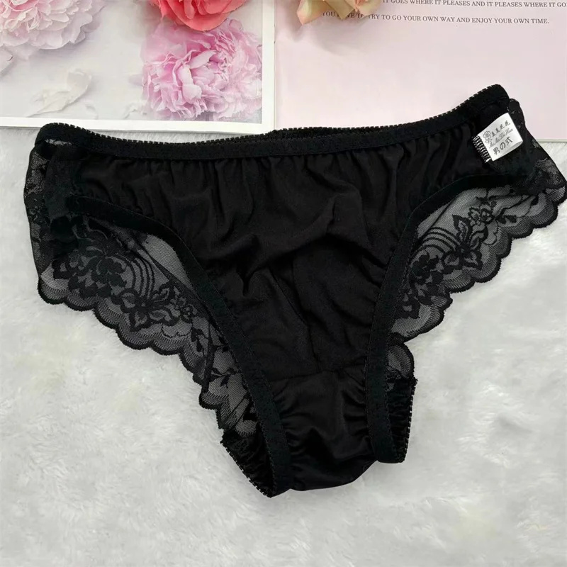 Man's Black Lace Underpants Briefs Lace BF Gifts Live Show Dance Costumes Private FKK Party LGBQT Harajuku