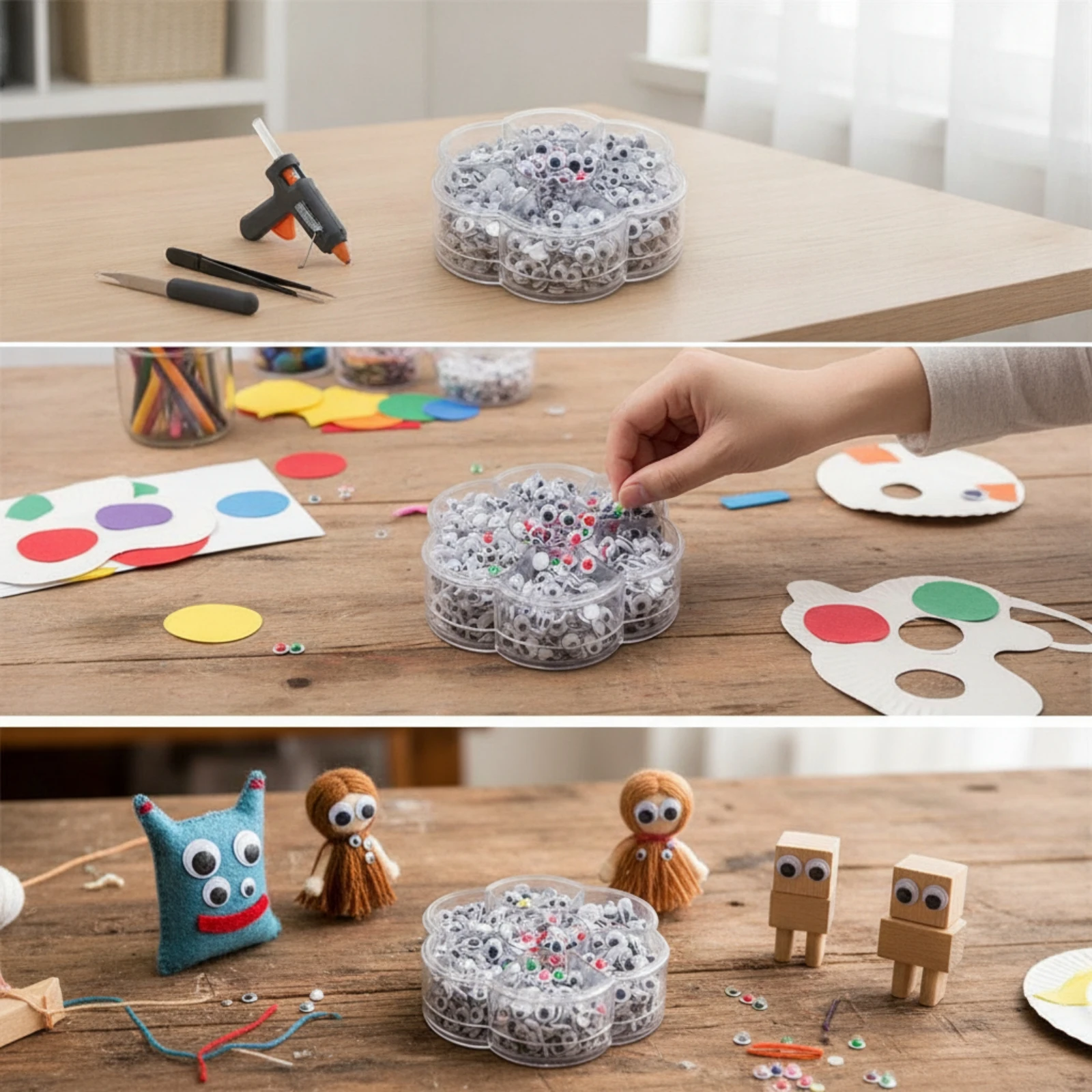800 Pieces Safety Eyes with Washers Plastic Safety Eyes Craft Supplies Compartment-Boxed Domed for Doll Makers, DIY Projects