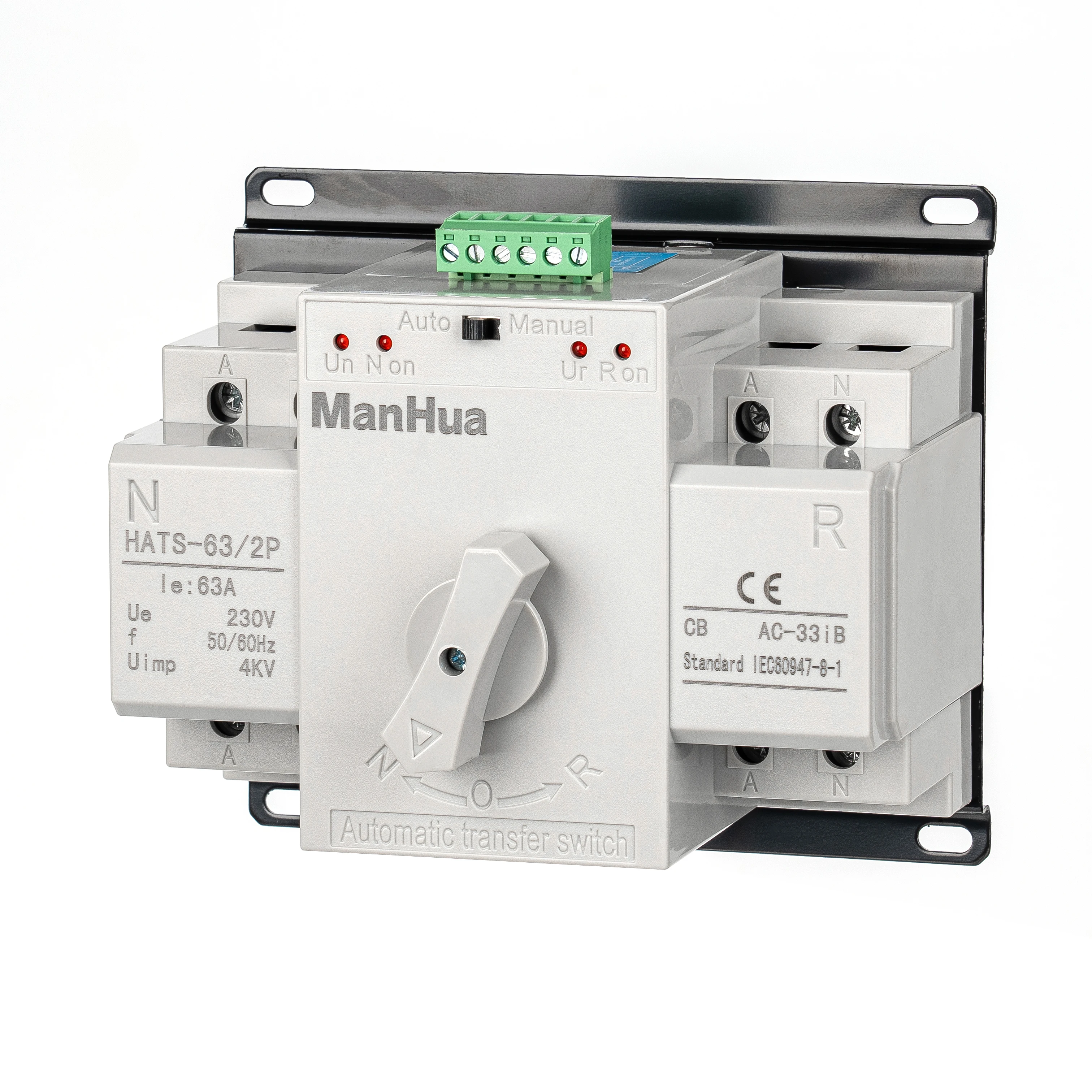 ManHua HATS-63/2P 63A 230VAC Dual Power Automatic Transfer Switch CB Type Switch