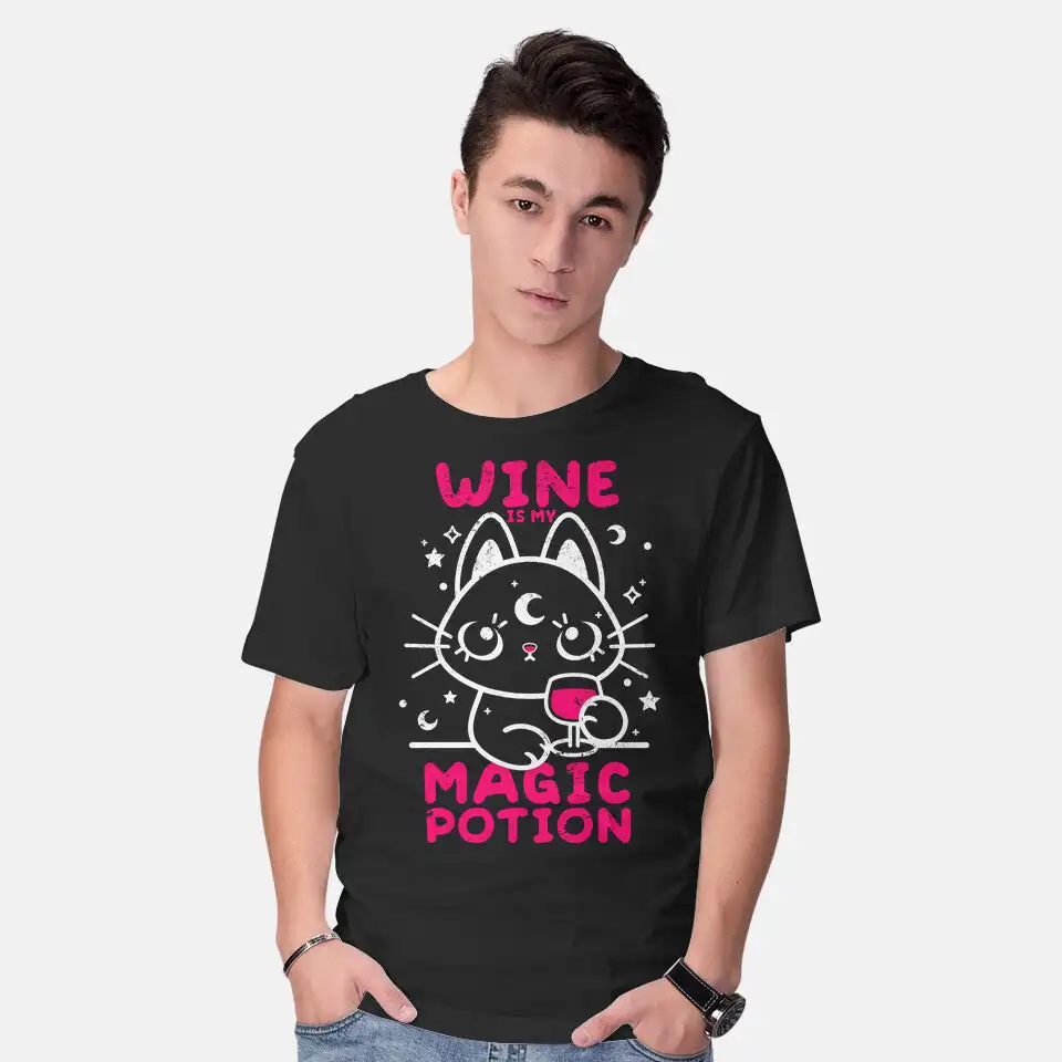 Wine Is My Magic Potion Anime Graphic T-shirts for Men Clothing Women Short Sleeve Tees New Arrivals Unisex Summer