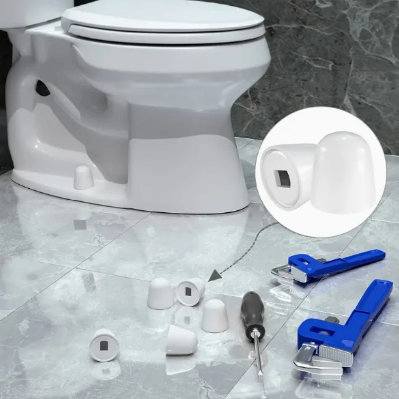 Tappi per bulloni per wc universali da 4 pezzi, coperchi per tappi per wc a pressione rotondi in plastica, con rondelle Extra per una facile