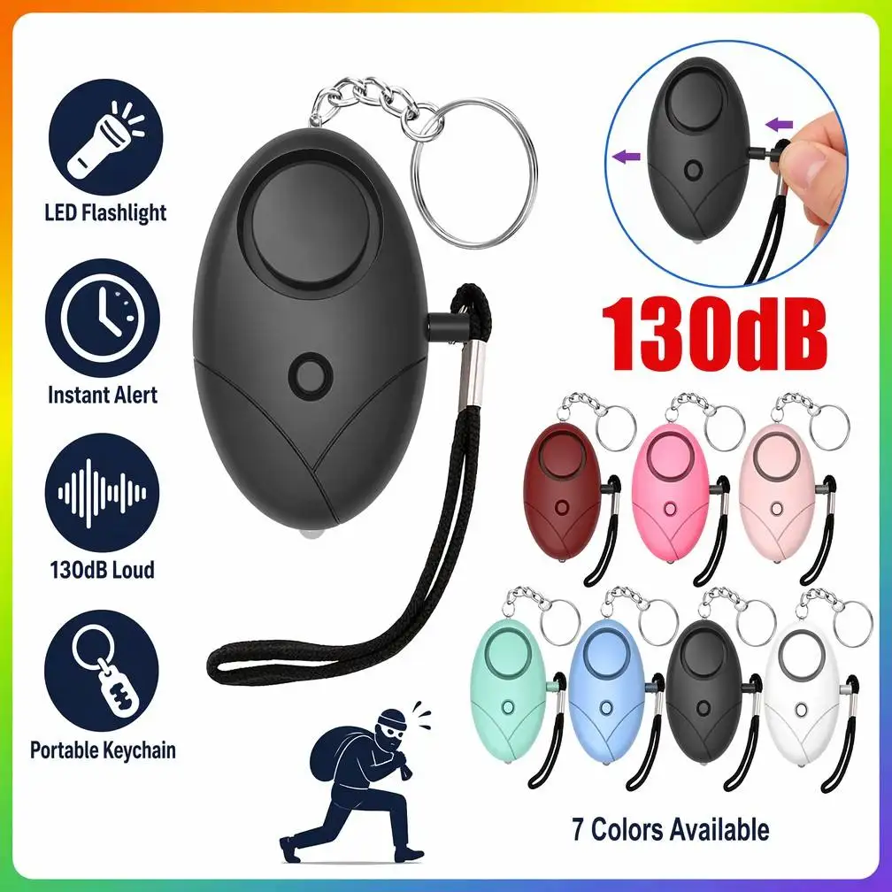 130db Personal Safety Alarm Keychain Anti-Wolf Self Defense Loud Scream Emergency Alert for Girl Child Women Security Protect
