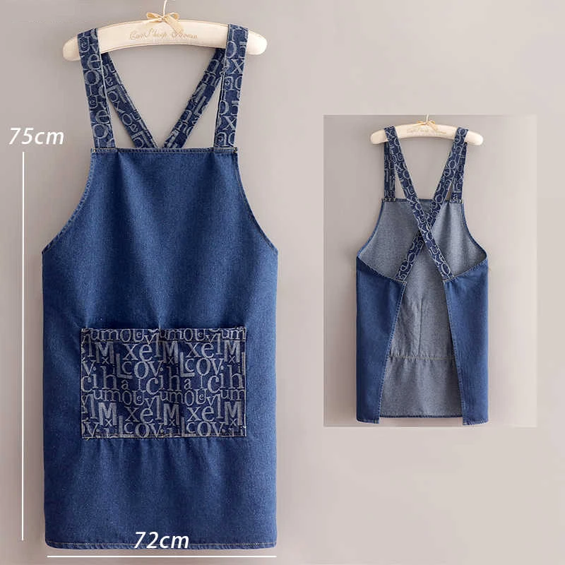 Tablier de travail en Denim, tissu en coton, peinture résistante à l'usure, toile personnalisée, tablier sans manches pour pain de cuisson haut de gamme