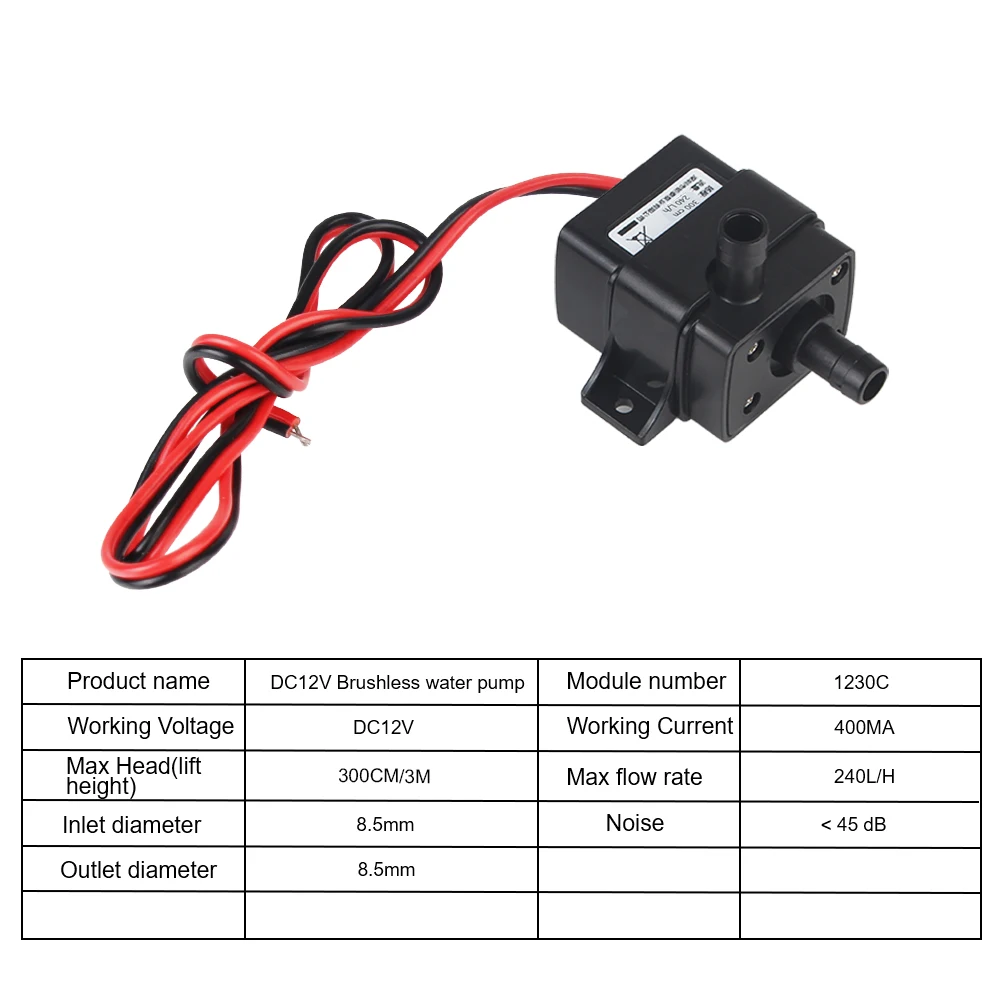 Mini Submersible Pump USB Pumping for Garden Pond Fish Tank Water Circulation Micro 5V Brushless Small Water Pump 120L/H DC12V