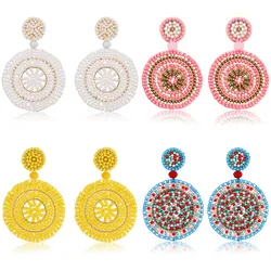 New in European American Rice Bead cute hoops jewellery Earrings women Vintage Geometric Round woman Earrings for girls jewelry
