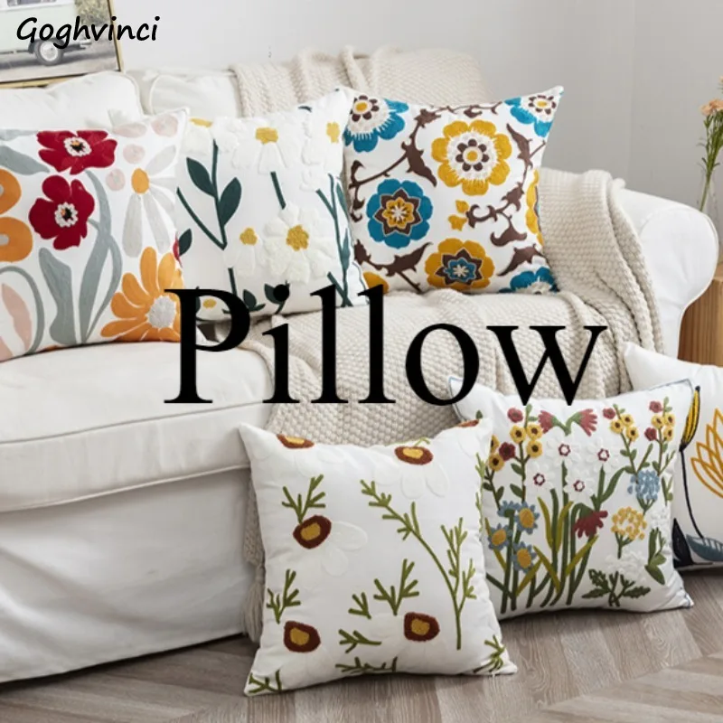 Flower Printed Throw Pillow Soft Home Sofa Back Seat Cushion Decorative Pillowcase Embroidery House Bed Adult Relax New Design