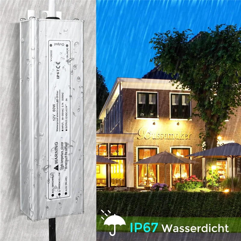 

B84B-LED Transformer 230 V To DC 12 Volt 60W,Outdoor Waterproof Power Supply Driver With Plug 12V Adapter